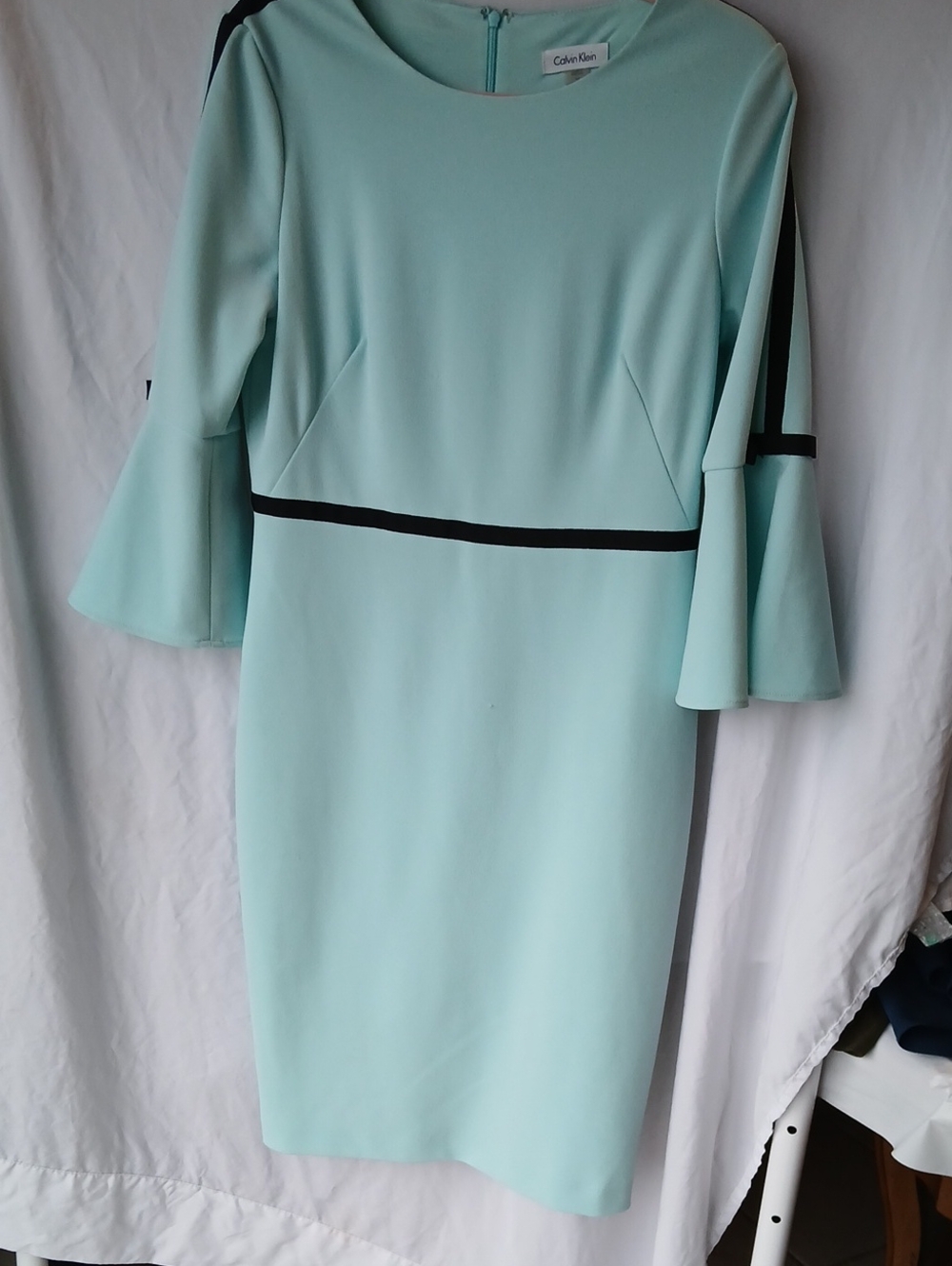 Calvin Klein Light Mint Sheath Dress with Black Accents
